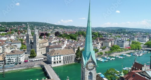 Zurich Skyline with River and Churches, Switzerland