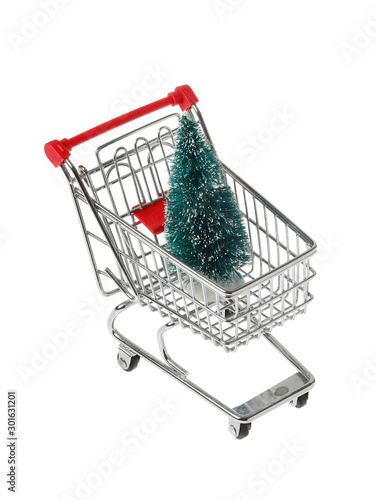 Shopping cart with tree