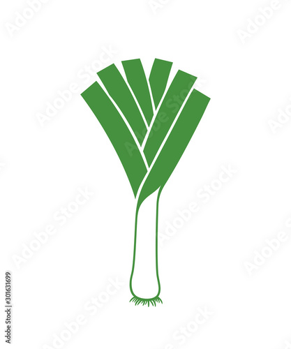 Leek logo.  Isolated leek on white background