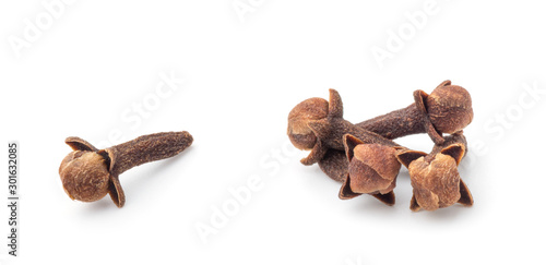 Spice cloves on white background photo