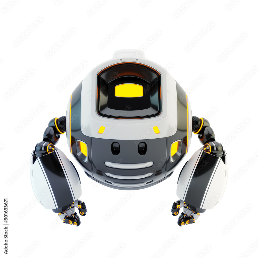 Naklejka premium Aerial drone character with functional arms, 3d rendering