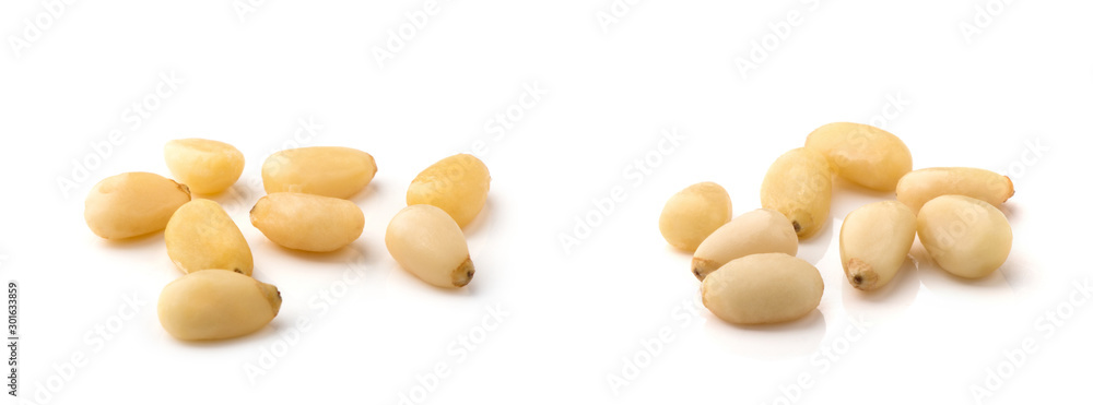 Cedar Pine nuts on a white background Cedar Pine nuts on a white background
