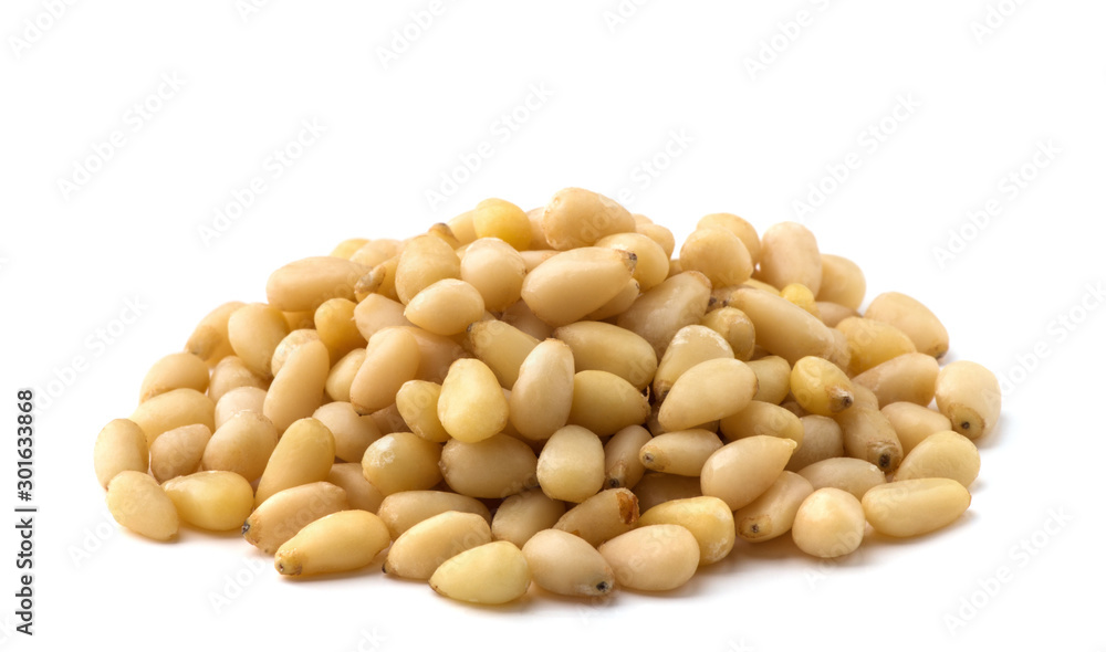 Cedar Pine nuts on a white background Cedar Pine nuts on a white background