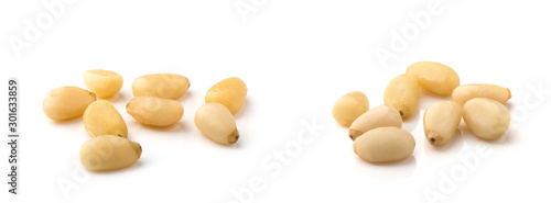 Foto Cedar Pine nuts on a white background