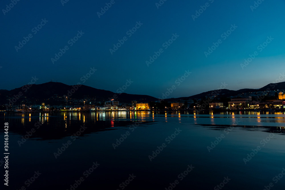 Mytilene port late at sunset, in the island of Lesvos, Greece Mytilene port late at sunset, in the island of Lesvos, Greece