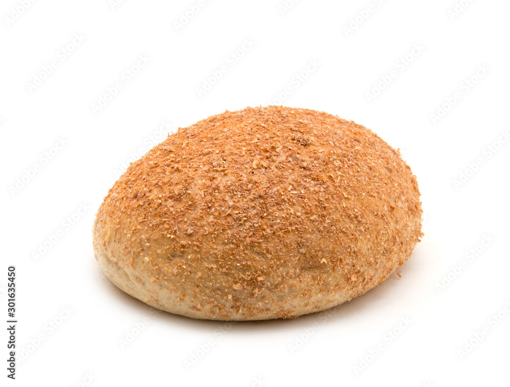 Bun made of wheat flour isolated on white Bun made of wheat flour isolated on white