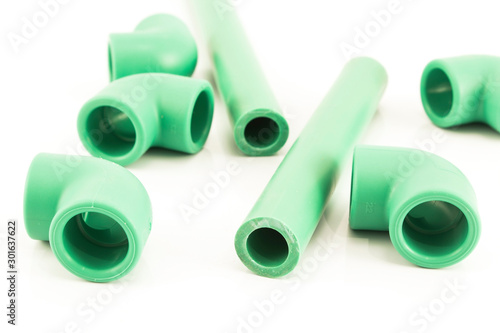 Plastic Water Pipes Isolated on White
