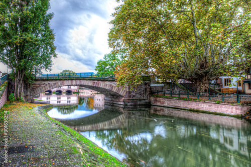 Canal with bridge in Strabourg, France