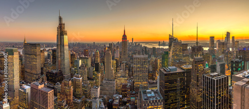 New York City Manhattan buildings skyline sunset evening 2019 November