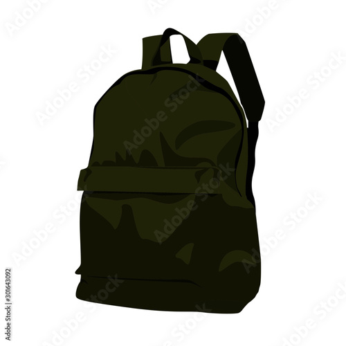 Backpack green vector illustration isolated