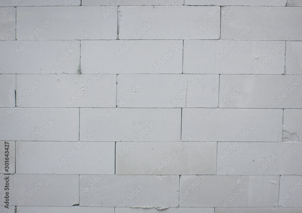 Wall masonry from aerated concrete blocks, frontal look Wall masonry from aerated concrete blocks, frontal look