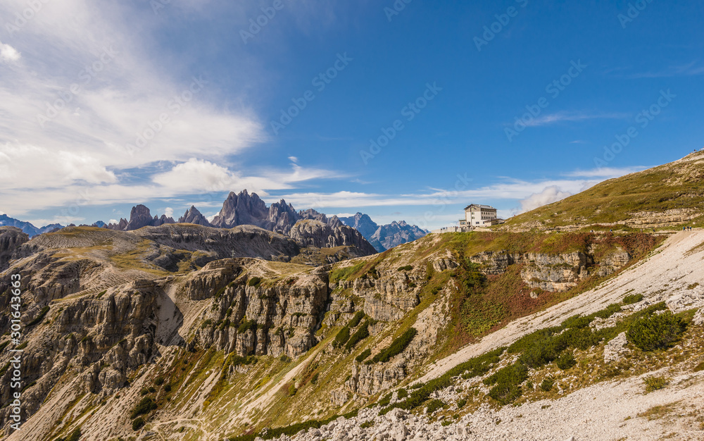 Rifugio Auronzo, natural park Tre Cimе (Drei Zinnen). Sexten Dolomites, Italy