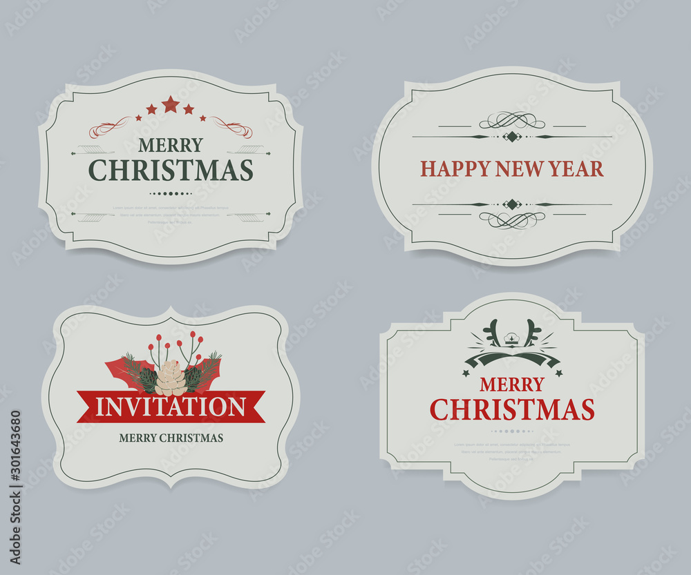 Christmas label and christmas banner tag set. Colorful badges holiday sale. illustration vector design.