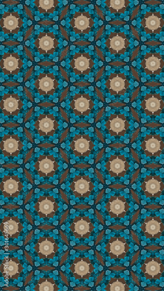 Abstract geometric flower design. Repeated seamless pattern for textile, wallpaper, wrapping paper, prints, surface design, inlay, parquet, web background or another accent etc Abstract geometric flower design. Repeated seamless pattern for textile, wallpaper, wrapping paper, prints, surface design, inlay, parquet, web background or another accent etc