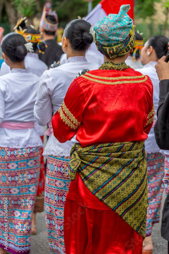 Detail of Indonesian folk women costumes