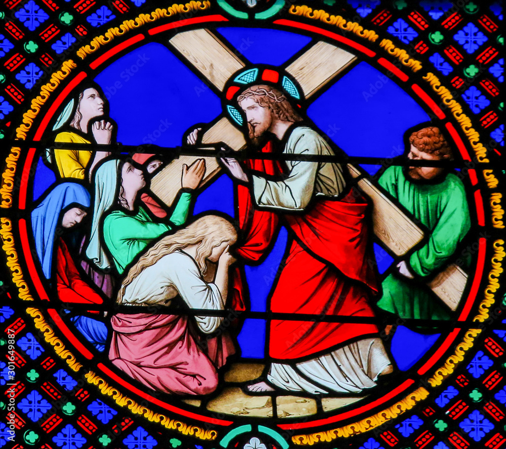 Stained Glass in Notre-Dame-des-flots, Le Havre - Jesus Carrying the Cross