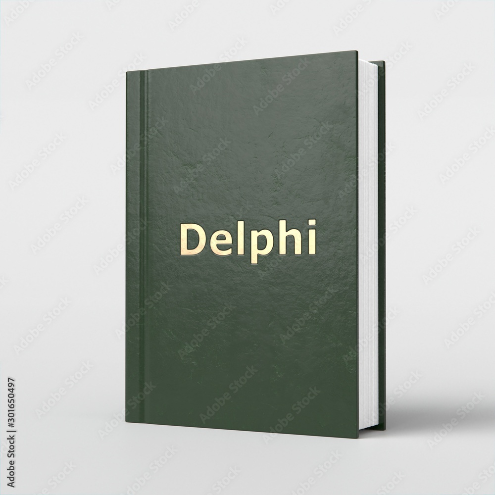 Delphi language. Computer science education book. Programming tutorial. Coding concept. Development. Delphi book 3d render. Delphi language. Computer science education book. Programming tutorial. Coding concept. Development. Delphi book 3d render.