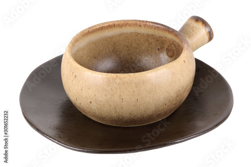 Canvas Rustic clay pot isolated on white background.