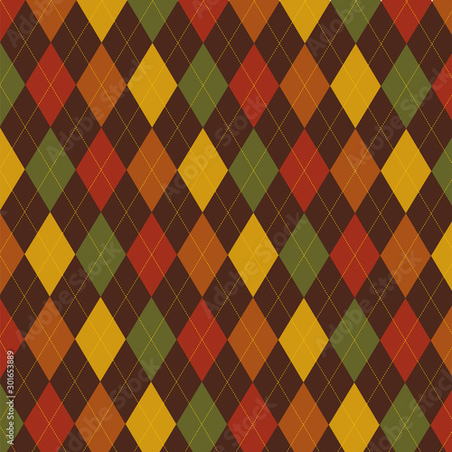 Retro Thanksgiving Fall argyle pattern in vector format.