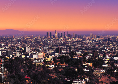 View of Los Angeles from Hollywood hill in California