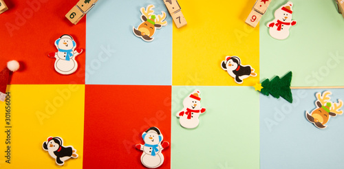Detail colour paper note for Merry Christmas holiday  Merry Christmas and happy New Year  background with notes