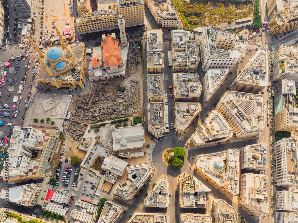 Naklejka premium Aerial View of Beirut Lebanon, City of Beirut, Beirut city scape