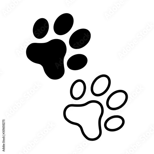 Paw icon logo vector in flat style design template