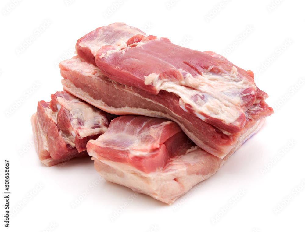 Pork belly on white background Pork belly on white background
