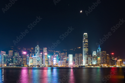 Wallpaper Mural Victoria Harbour - Hong Kong skyline at night under the moonlight. Torontodigital.ca