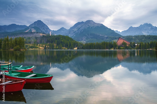 Fototapeta Naklejka Na Ścianę i Meble -  Strbske pleso mountain lake, Slovakia
