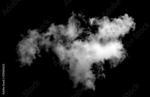 Textured Smoke Abstract white isolated on black background