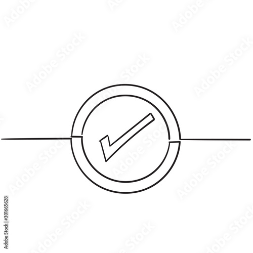 Check mark line icons. Check marks, ticks, quality, approve concepts. Simple doodle symbols with modern linear line art graphic elements collection vector