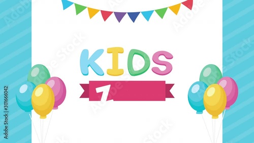 kids zone lettering with garlands and balloons helium photo