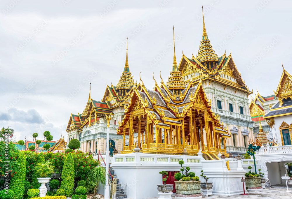 Fototapeta premium One landmark of the Grand Palace is a complex of buildings at the heart of Bangkok, Thailand.