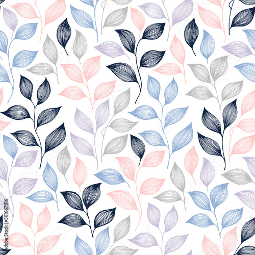 Wrapping tea leaves pattern seamless vector illustration.