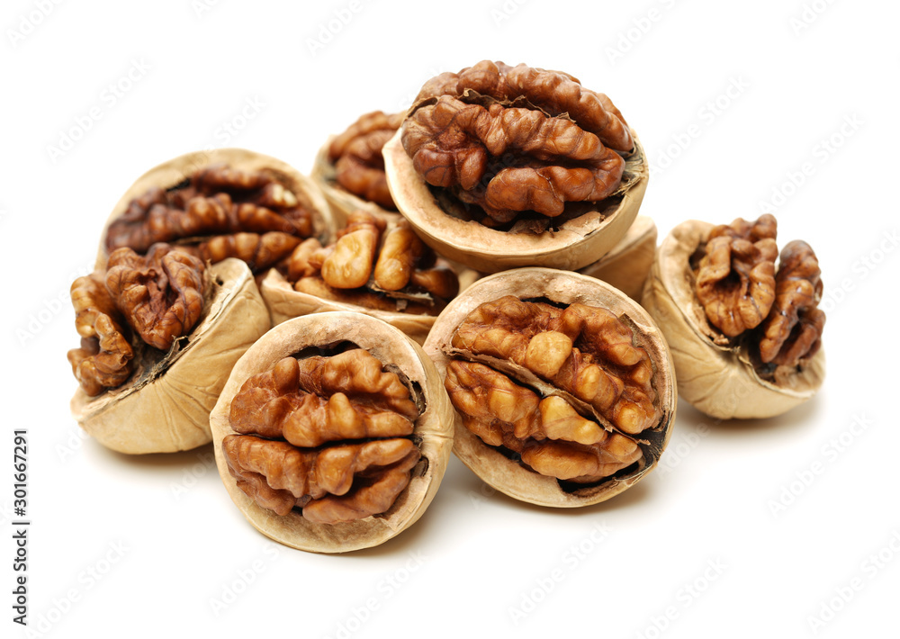 walnuts on a white background