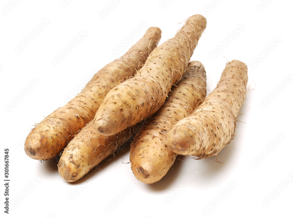 Chinese yam on white background Chinese yam on white background