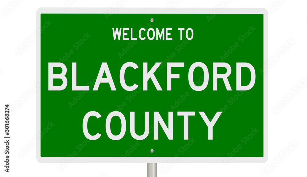 Rendering of a green 3d sign for Blackford County