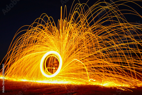 ring of sparks at night
