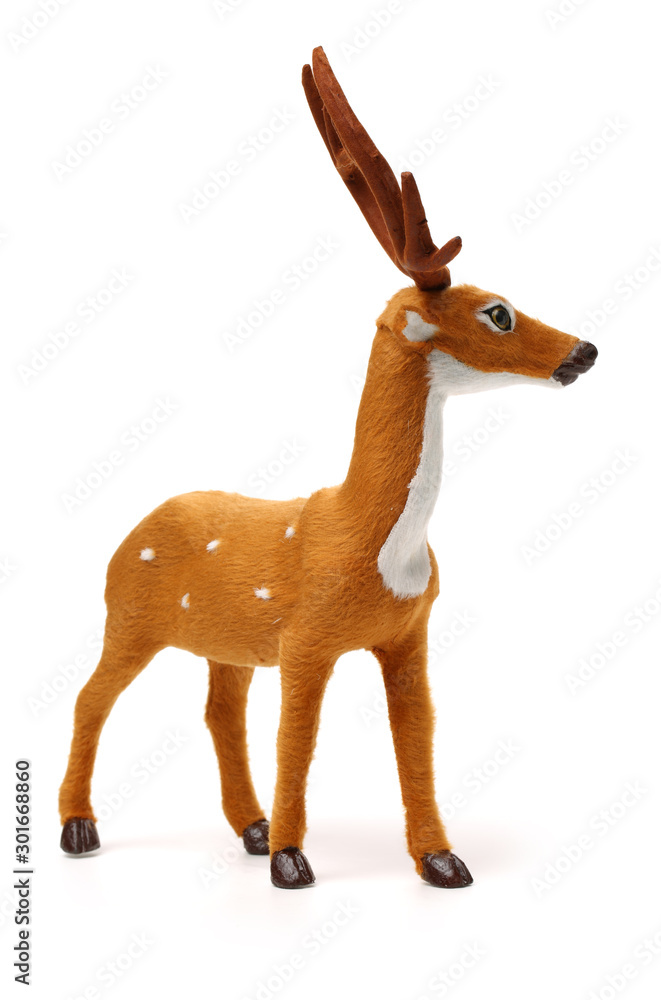 Toy deer made on white background Toy deer made on white background