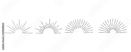 Set of light ray. Hand Drawn vector illustration