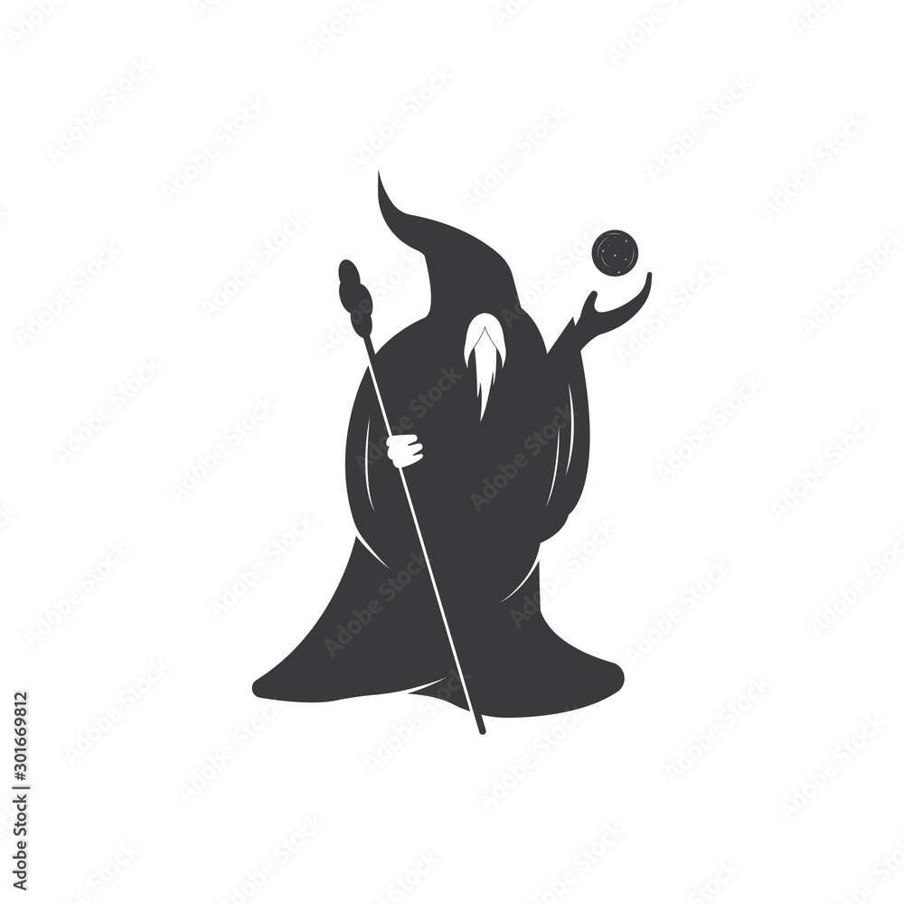 Fototapeta premium Black Wizard character logo vector