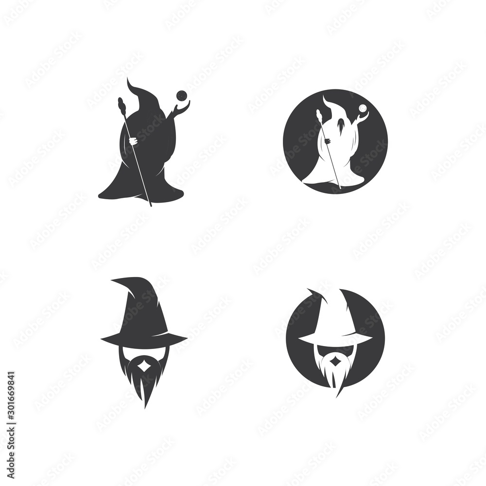 Black Wizard character logo vector