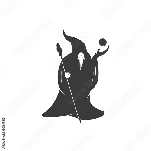 Black Wizard character logo vector