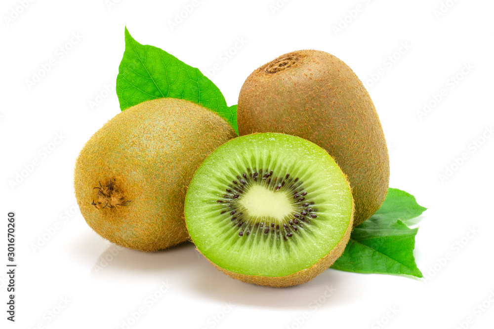 Fototapeta premium kiwi and slices isolated on white background