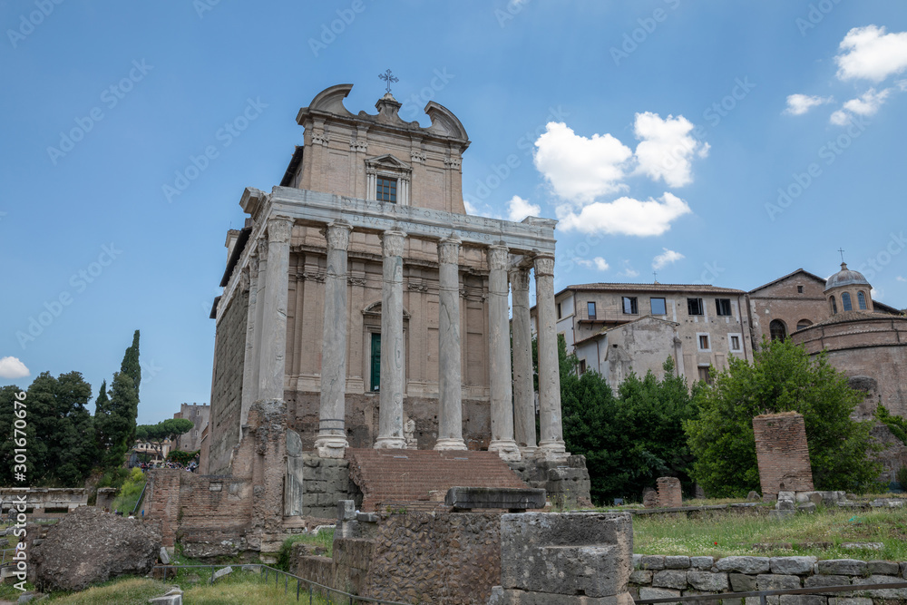 The Temple of Antoninus and Faustina is an ancient temple in Roman forum
