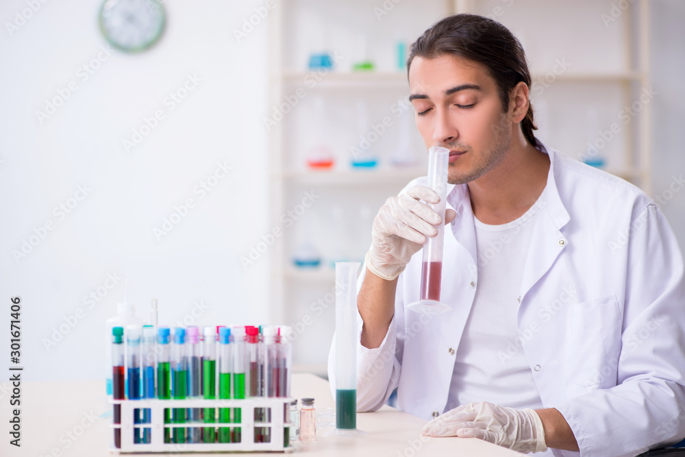 Young male chemist working in the lab