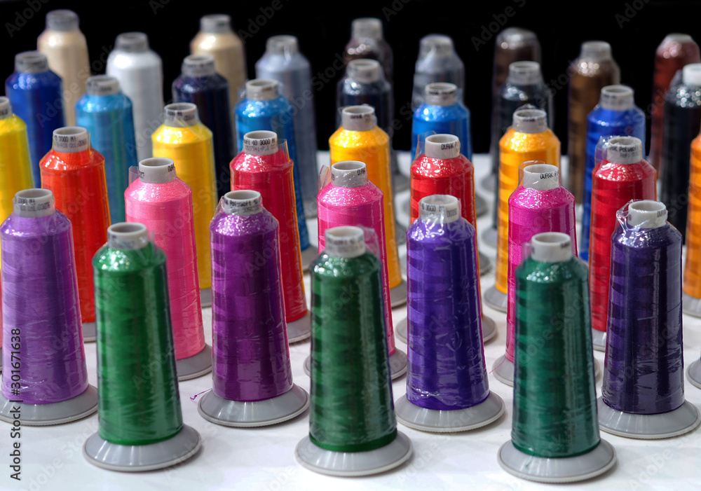 Textile colorful threads industry . Textile colorful threads industry .