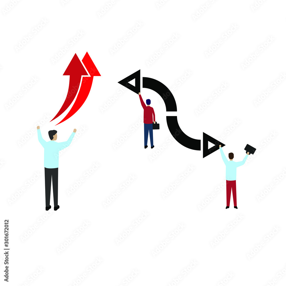 Set of flat cartoon characters isolated with people and arrows.. Set of flat cartoon characters isolated with people and arrows..