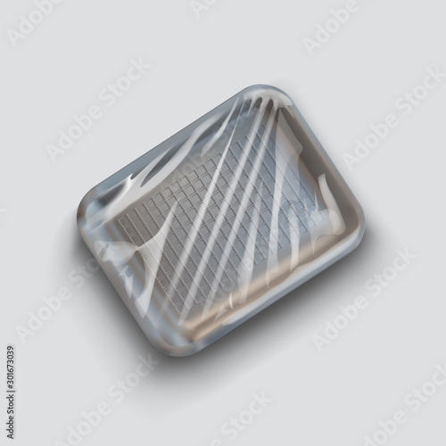 black styrofoam container on white